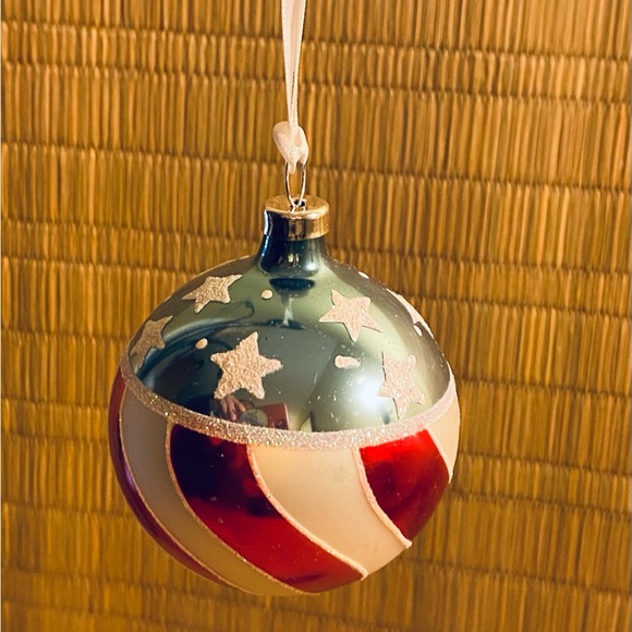 Patriotic Christmas Ornaments Set of 4 Stars and Stripes Red, White, and Blue - Picture 4 of 14